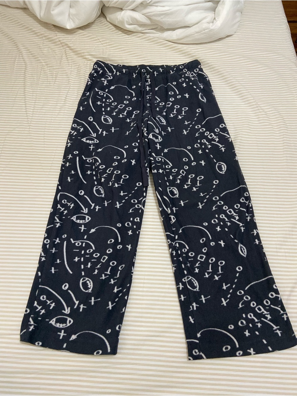 Kids Black Football Playbook Print Lounge Pants Pjs